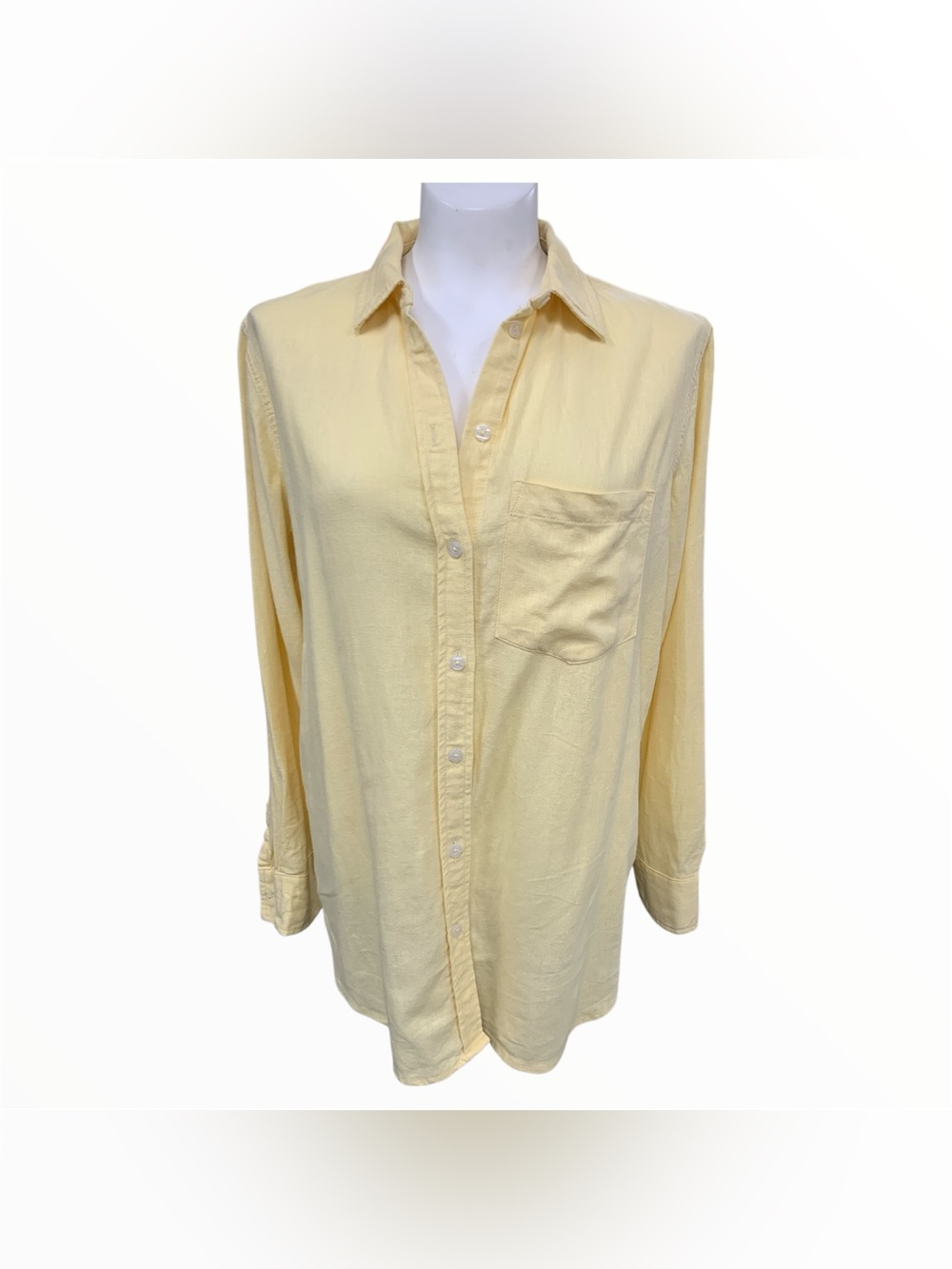GAP Pale Yellow Long-Sleeve Button-Up Shirt Size S